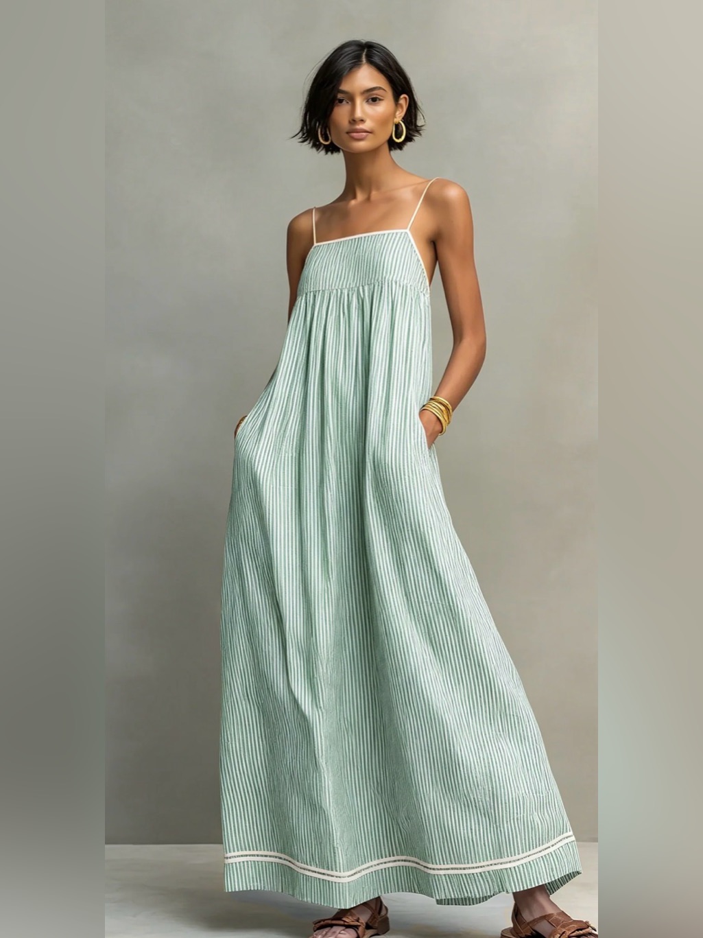 Modesees Minimalist Striped Maxi Dress Size Small